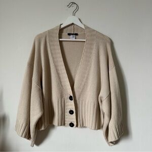 Krizia 100% Cashmere Cropped Sweater Cardigan In Beige Size IT 46 RARE